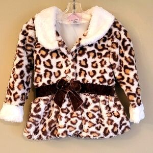 Cheetah faux fur lined coat